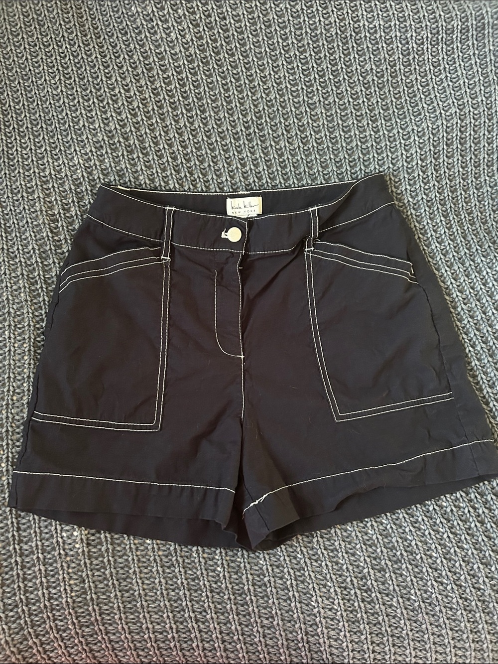 Nicole Miller New York Navy Bermuda Shorts with White Contrast Stitching